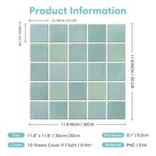 1/10/20pcs 3D Small Square Mosaic Self-Adhesive Wall Tile Stickers, 25-Grid Tile Decals, Self-Adhesive Wall Stickers For Kitchen And Bathroom - Wall Stickers - View 2