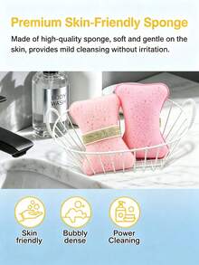 1pc Frosted Bath Sponge Brush Set With Hook, Shower Body Brush - Multicolor - View 3