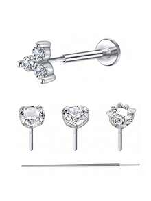 CIZME 5pcs Fashion Stainless Steel Heart-Shaped Lip Studs, Suitable For Women's Daily Decoration, 18G Lip Piercing Jewelry, Push-In Lip Studs, Cartilage Earrings, Cartilage Studs, Lip Studs, Lip Piercing Jewelry - Lip Studs - View 15