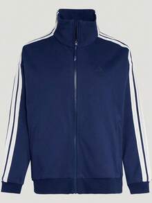 Adidas Women's FAV FT 3S JKT Sports Knit Collarless Jacket KS2816 - Blue - View 2