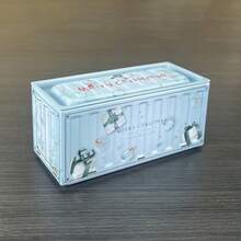 1pc Christmas Metal Tin Container, Aesthetic Industrial Holiday Storage Box For Stationery & Jewelry, Decorative Mini Desk Organizer, Festive Home Gift Box (115x50x55mm) - Multicolor - View 13