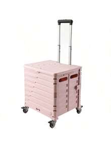 A Portable Foldable Outdoor Shopping Storage Box For Home Camping With Large Capacity Wheels And Light Cart Outdoor Decor - Pink - View 10