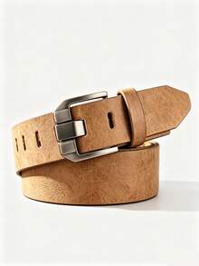 Minimalist Casual Business Vintage Buckle Black/Coffee/Brown PU Leather Belt, Unisex Suitable For Daily Commute, Gift, Family Gift - Multicolor - View 16