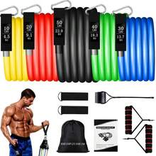 11pcs Multi-Function TPE Resistance Band Set, Multiple Tension Levels - Anti-Slip, Anti-Break, Stackable - Includes Foam Handles, Elastic Fitness Bands, Ankle Straps, Door Anchor, Suitable For Home, Gym, Yoga, Pilates Full Body Workout "Suitable For Beginners, 10 Sets Per Day, 100 Reps Per Set, Better Results" - A - View 3