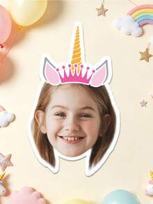 UNICCUT 24/48pcs Customized Unicorn Party Headbands With Photo Stickers, Personalized Face Photo Label Stickers, Birthday Party Decoration, Self-Adhesive - Multicolor - View 15