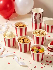 20/10pcs, Classic Vertical Stripe Pattern Striped Ice Cream Cup,Dessert Cup,Snack Cup, Suitable For Cold Drinks,Frozen Yogurt,Ice Cream,Pudding And Snacks,Suitable For Carnival Themed Parties,Retro Celebrations,Weddings,Office Events,Birthday Parties - Multicolor - View 6