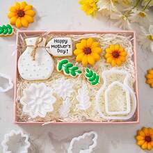 1pc/2pcs Flower Bouquet Cookie Cutter Set, Sunflower Vase Leaf Tag Embossing Baking Molds For Floral DIY Dessert & Handmade Gift Box - View 3
