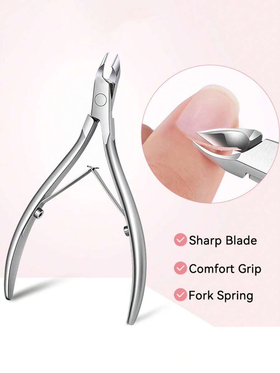 UR SUGAR 1Pc Stainless Steel Dead Skin Cuticle Nipper, Slanted Sharp Blade Nail Clipper, Pedicure & Manicure Trimming Tool For Foot Nail Cuticle Remover Accessory - Silver - View 1