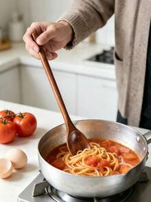 3pcs Long Handle Spatula Set, Long Handle Stir-Fry Spatula, Small Wooden Spoon Non-Stick Wooden Spatula, Soup Ladle, Durable Stirring Spoon, Heat-Resistant Cooking Spatula And Spoon Kitchen Utensil Set, New Home Decoration Gift - Multicolor - View 8