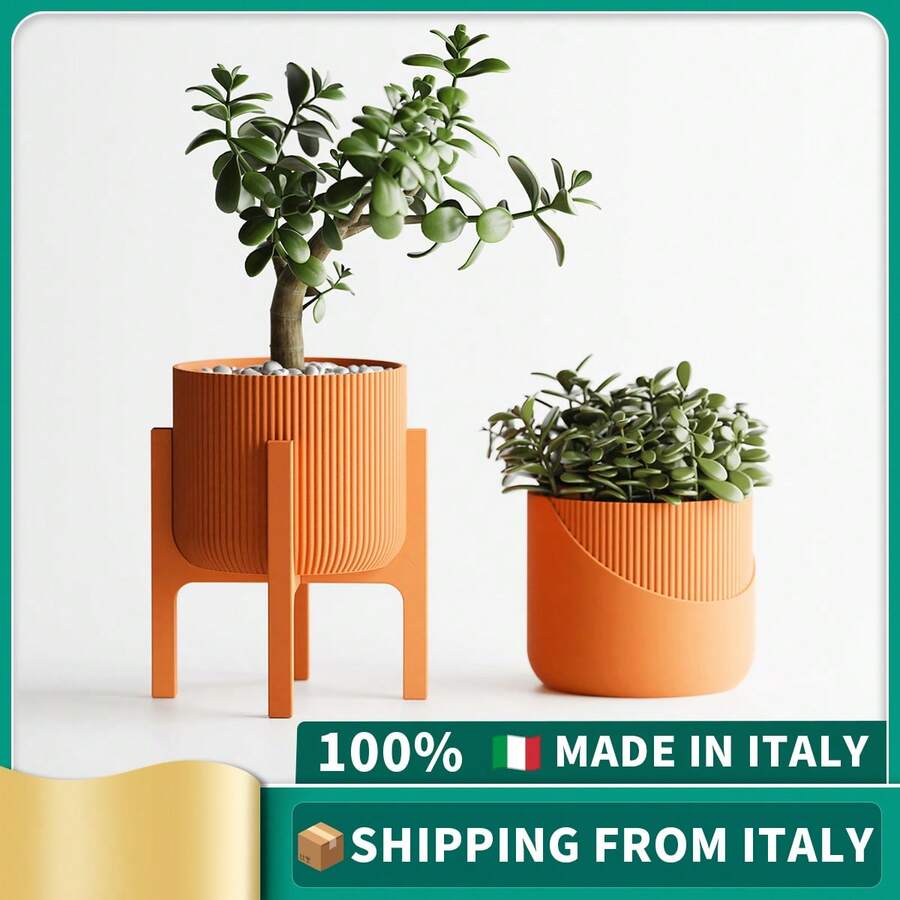 ORIZZONTE Modern Decorative Vase – 3-Piece Set With 2 Vases And 1 Stand In Minimalist Style, For Indoor Plants, Living Room, Desk Or Office, Elegant Design And Dual Personality For Your Home, 100% Made In Italy, Shipping From Italy