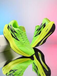 Sepatu Lari Maraton Speed Racing Pria, Bagian Atas Jala yang Bernapas, Sol Empuk dan Empuk, Anti Selip, Tahan Aus, Sepatu Olahraga untuk Latihan dan Pemakaian Sehari-hari - Hijau - View 4