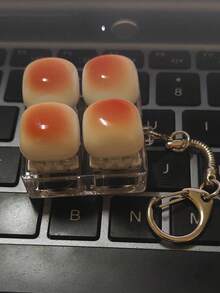 1pc Caramel Bread Shaped Keychain, Stress Relief Fidget Toy, Mechanical Keyboard Switch Tester, Keyring, Desktop Decor, Phone Charm, Creative Novelty Anti-Anxiety Finger Toy - Yellow - View 13