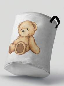 Cute Teddy Bear Print Laundry Basket, Large Capacity, Suitable For Daily Home Use, Bathroom Storage, Clothing Storage, Gift For Her, Halloween And Christmas, Practical Gift - Multicolor - View 14
