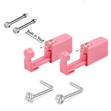 Nose Piercing Kit, 2 Packs Nose Piercing Gun With Built In Nose Ring, Replaceable 2 Pcs Nose Stud,For Self Nose Piercing - Pink - View 22