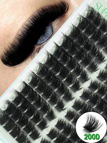 120PCS Thick Black Natural False Eyelashes, 200D Eyelash Clusters, 3D ...