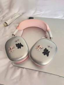 Cute Cat Theme Wireless Bluetooth Earphone Protective Case, Compatible With Apple Max – Soft And Durable, Shockproof; Cartoon Style, Designed For Women, Decorated With Charming Details - Cat Design - View 1