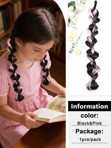 1pc Kids Bubble Braid Ponytail Hair Extension With Elastic Hairband, Soft Colorful Synthetic Hair, Easy To Wear No Damage Hair Piece, Suitable For Girls Holiday Cosplay Party, Halloween - Multicolor - View 20