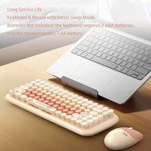 MOFII Candy 2.4G Wireless Keyboard And Mouse Combo, Round Keycaps Keyboard Mouse Set, Batteries Not Included For Laptop Desktop Home Office - View 8
