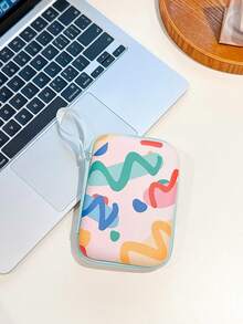 Cute Printed Hard Shell Electronic Organizer Case, Portable Travel Cable Storage Bag, Zipper Pouch For Charger, Earbuds, Power Bank, USB Cord, Small Digital Accessories - Multicolor - View 9