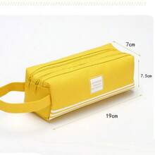1 pièce Trousse à crayons en tissu Oxford de couleur unie avec double fermeture éclair, grande capacité, créative, simple, portable, logo personnalisé, trousse à crayons de papeterie pour garçons, filles, étudiants, école, rentrée scolaire, esthétique Ins - 1 pièce - Voir 12