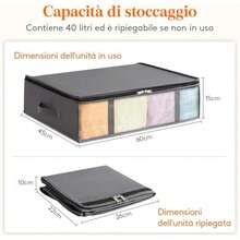 Contenitori Sottoletto, Scatole Vestiti con Finestra Frontale Trasparente, Organizer per Armadi e Contenitori per Asciugamani, V - grigio - Visualizzare 2