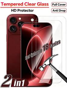 2 قطعة واقي شاشة زجاجي مقسى عالي الدقة بتغطية كاملة، مقاوم للسقوط والاصطدام وبصمات الأصابع، مادة عالية الصلابة تقاوم التآكل اليومي بفعالية، لا تترك خدوشًا بسهولة عند وضعها في حقيبة الظهر أو ملامسة الأجسام الصلبة، متوافق مع iPhone 17e/17 Pro Max/17 Pro/17 Air/17/16 Pro Max/16 Pro/16 Plus/16/15 Pro Max/15/14/13/12 وطرازات أخرى - شفاف - مشاهدة 1