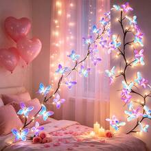 1pc Butterfly Branch LED String Lights, USB Powered, 8 Lighting Modes, 36 LED Lights, Suitable For Indoor Room, Living Room, Office, Fence, Wall Decoration, Valentine's Day, Wedding, Mother's Day, Thanksgiving, Halloween, Christmas - Multicolor - View 6