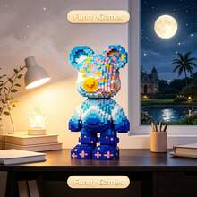 Cute Personalized Blue Animal Series Collection, 1400+ To 2700+ Pcs, Adult Building Block Set, Creative Room Decor, Desktop Ornament, Stress Relief Toy, Halloween Gift, Birthday Gift, Christmas Gift, Graduation Gift, Best Friend Gift, Couple Gift, New Year Gift, Suitable For Everyone - Multicolor - View 3