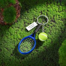 1pc Personalized Tennis Racket And Tennis Ball Keychain, Mini Realistic Tennis Ball Keychain, Customizable Name, Suitable For Tennis Enthusiasts Unisex Gift And Car Key Pendant, Sports-Themed Gift For Tennis Lovers, Players, Coaches And Fans. - Multicolor - View 3