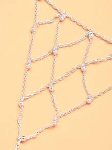 1 pieza Nuevo brazalete de cadena de dedo de malla nupcial, accesorio de brazalete de lujo con rhinestones - red - Ver 6