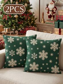 1/2pcs Christmas Print Pillowcase, Pillow Cover (No Filling), Single-Sided Print, Multi-Purpose, Breathable, Anti-Pilling, Comfortable, Machine Washable, Suitable For Sofa And Car Pillows, Bedroom Decor, Autumn Home Decor - Multicolor - View 10