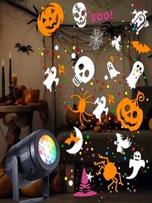 1pc USB Powered LED Halloween Projector Light, 360° Adjustable Angle, Can Project Rotating Ghost, Pumpkin, Skull And Spider Patterns, Suitable For Indoor Walls, Windows And Ceilings, Create Scary Atmosphere, Ideal Home Halloween Party Decoration - Projector Lamp - View 3