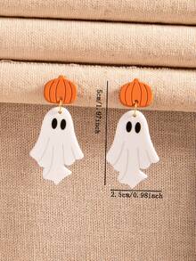 [Halloween Earrings]Cute Pumpkin Ghost Halloween Earrings Ghost Pumpkin Acrylic Pendant Earrings - Style 2 - View 3