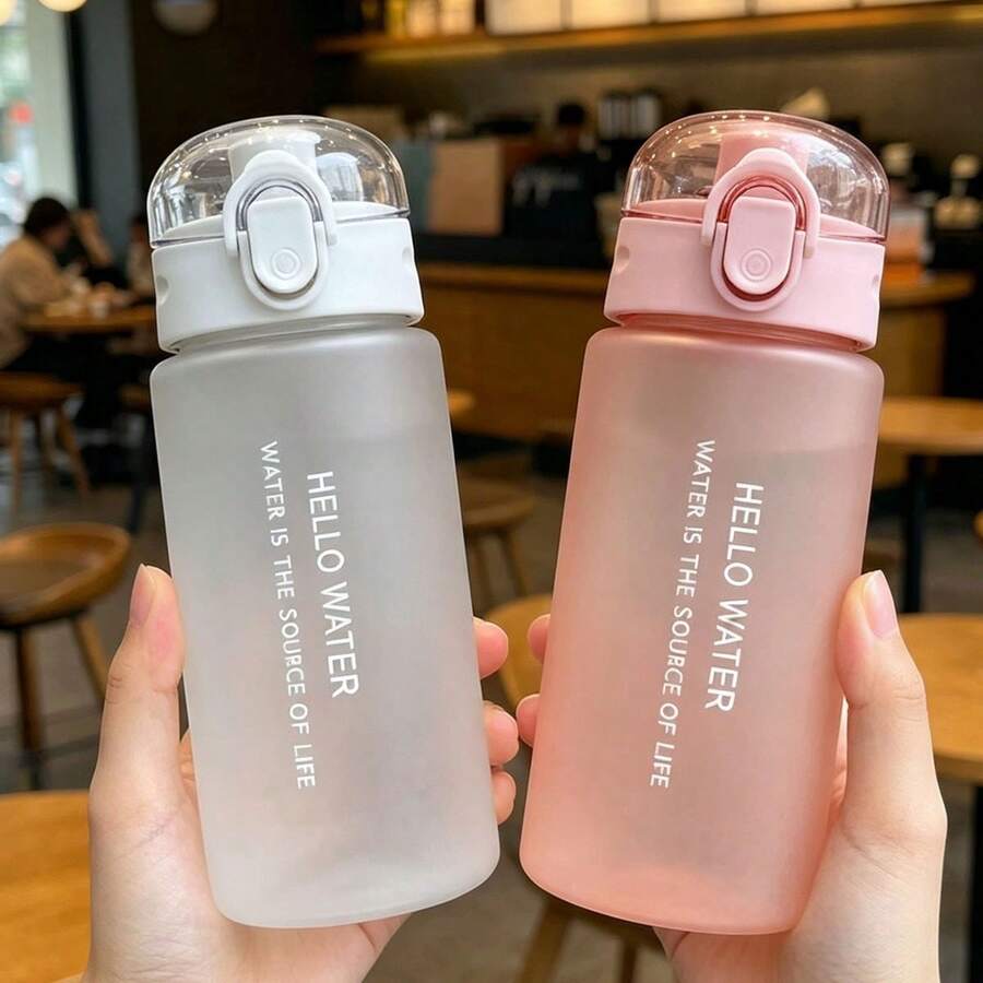 1pc 550ml Kids Water Bottle With Scale, Cute Cartoon Design, Anti-Drop With Carrying Strap, Portable Leak-Proof Summer Sports Water Cup For Kindergarten - Multicolor - View 1