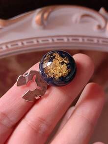 1 buah/2 buah Penutup Kancing Resin Bulat Elegan Berlapis Emas, Penutup Kancing Kemeja Jepit, Penutup Kancing Manset Kristal Modis - MultiWarna - View 5