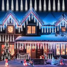 LED Meteor Shower String Lights, Christmas Tree Hanging Water Flow Lights, Starry Sky Atmosphere Decorative Lights, Suitable For Trees, Weddings, Parties And Garden Yard Decoration - USB-powered - View 6