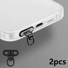 2/4/6pcs Compact Mini 360° Rotating Ultra-Thin Stainless Steel Phone Lanyard Patch, DIY Side-Hanging Single-Hole Metal Connector, Anti-Drop Phone Lanyard Decoration That Can Be Hung On Fingers, Creative Personalized Phone Lanyard Connector, Universal Phone Case Back Sticker Fixed Bracket Phone Accessory - Multicolor - View 11