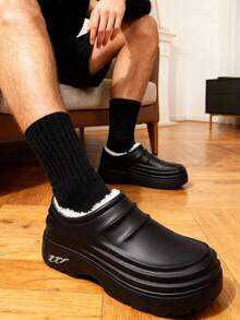 Men's & Women's Slip-On Thermal Lined EVA Loafers Thick Sole Slippers - Black - View 3