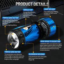 HYNBYZJ 2pcs H4 LED Mini Projector Lens 6500K High Low Beam H4 Solenoid Turbo Fan Auto Headlamp Super Bright 12V For Car/Motorcycle - A - View 3