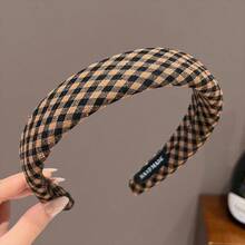 1pc/5pcs Brown Polka Dot Plaid Sponge Headband For Women, High Crown Anti-Slip Hair Hoop For Face Washing, Daily Hair Accessory, Autumn - Multicolor - View 11