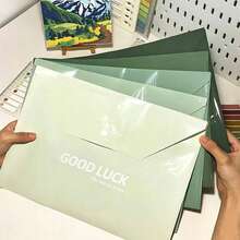 5pcs Gradient Green Thickened A4 Size Transparent Plastic Snap Closure Folders, Large Capacity, Suitable For Contracts, Office Supplies, Student Papers, Stationery, Document Management, Random Styles, Back To School Supplies, School Essentials - Sets - View 4