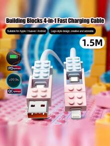 Kabel Pengisi Daya 240W (MAX) Gaya Blok Bangunan Empat-dalam-Satu, Kabel Data Pengisian Cepat Empat-dalam-Satu Gaya Tampilan Kelas Atas untuk Adaptor Daya. Ini adalah kabel data untuk iPhone Seri 14-18, Seri Pro, Pro Max, dan dapat digunakan dengan pengisi daya portabel. Kabel pengisi daya ini cocok untuk iPhone 18/17/16/15/14/13/12/11/XR/X/XS/PLUS/6s, S24/S23/S22/S21, dan model lainnya. - MultiWarna - View 19