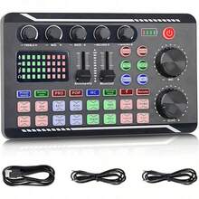 F998 Live Streaming Sound Card Mixer With DJ Mixing Effects, Audio Interface Studio Equipment | Voice Changer Sound Effects | Compatible With PS4 Karaoke Live Streaming Game Recording - Podcast Mixer - View 2