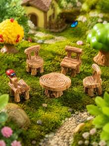 5 Packs Mini Resin Chair Model Ornaments, Creative DIY Craft Accessories For Car Dashboard, Office Desk Decor, Fairy Garden, Outdoor Patio & Home Tabletop - A - View 1