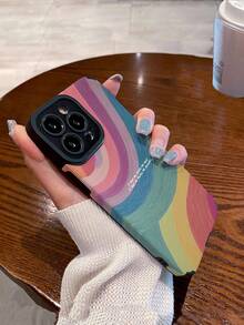 1件裝標語與字母復古圖案人造皮革紋理 3D 柔軟防摔手機殼，相容 iPhone 與 - 彩色 - 查看 5