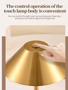 OBOVAY 1pc Portable Touch Control Desk Lamp, Cone-Shaped Metal Body With Lampshade, 3 Color Temperatures Adjustable, Brightness Adjustable, Unique Touch Operation, For Bedroom, Home And Office Decoration - Multicolor - View 4
