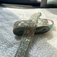 1/5碼 DIY 金色金屬感飾邊，適用於衣物、洋裝與手工配件－優雅蕾絲，可用於晚禮服、節日裝飾、設計師服飾，多色可選 - 多色E - 查看 10