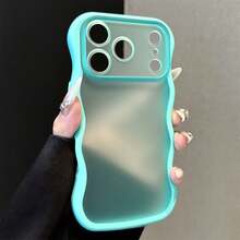 1pc Cute Wavy Edge Phone Case, Compatible With IPhone 17 ProMax/17Pro/17/11 12 13 14 15 16 Pro Max, With Camera Lens Protection, Suitable For - Mint Green - View 2