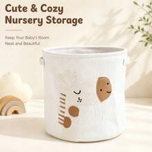 1pc[Large Capacity Storage Basket] Lion & Giraffe Cartoon Pattern Storage Bin, Fabric Foldable Laundry Basket, Clothing Organizer Bin, Living Room Multi-Functional Storage Bucket - Multicolor - View 7