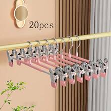 20pcs Stainless Steel Pants Hangers With Clips For Pants, Skirts, Underwear, Anti-Aging Metal Clothes Drying Racks For Home And Clothing Store - Multicolor - View 27